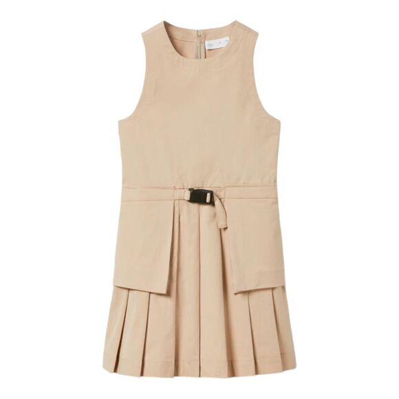 ZARA Kids | Beige | BUCKLE BOX PLEAT PINAFORE DRESS - Picture 2 of 5